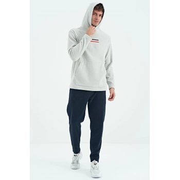 Tommy Life Erkek Kapşonlu Sweat Taş ART-88301