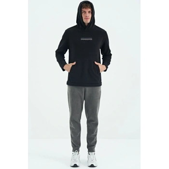 Tommy Life  Erkek Kapşonlu Sweat Siyah ART-88301