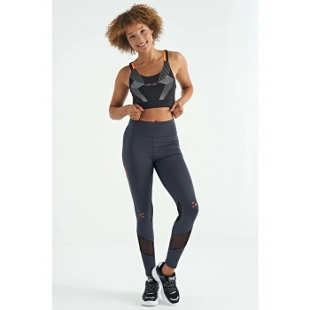 Tommy Life Siyah Baskılı Sırt Çapraz Detaylı Dalgıç Kumaş Dar Kalıp Kadın Büstiyer - 97273