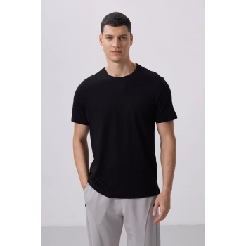 Tommy Life Siyah Erkek Basic Kısa Kol Standart Kalıp O Yaka T-shirt 87911
