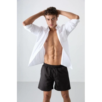 Tommy Lıfe Siyah Hızlı Kuruyan Standart Fit Erkek Deniz Şortu 81237