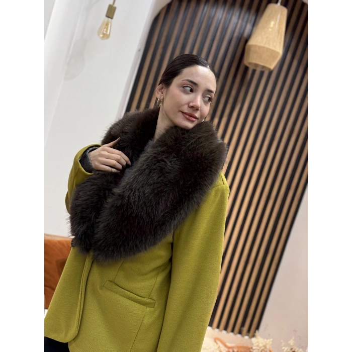 Kürk Yakalı Kaşe Ceket