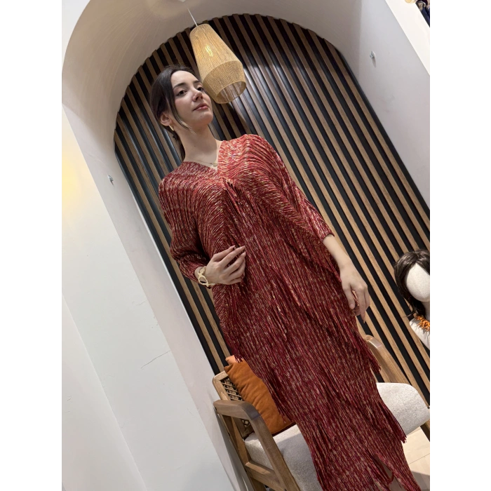 Mira Simli Pliseli Salaş Elbise