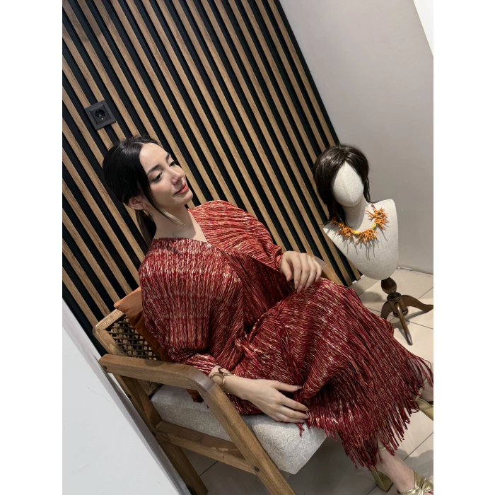 Mira Simli Pliseli Salaş Elbise