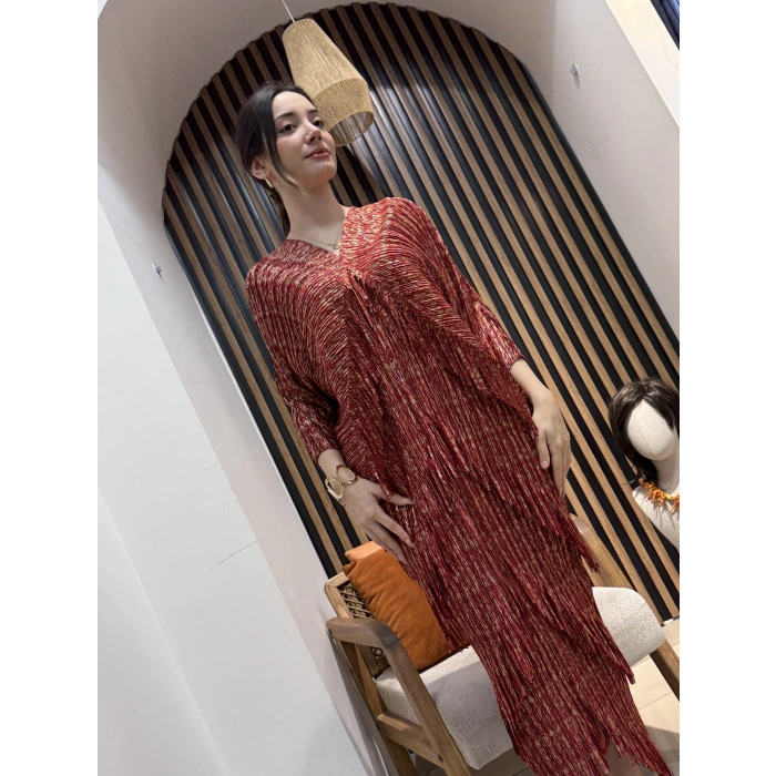 Mira Simli Pliseli Salaş Elbise