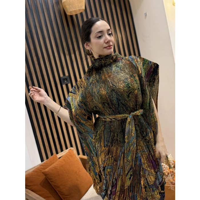 İthal Hera Desenli Şifon İkili Takım (Etek Pantolonlu)