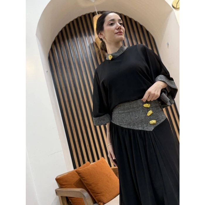 Elegance Gold Detaylı İkili Takım (Etekli)