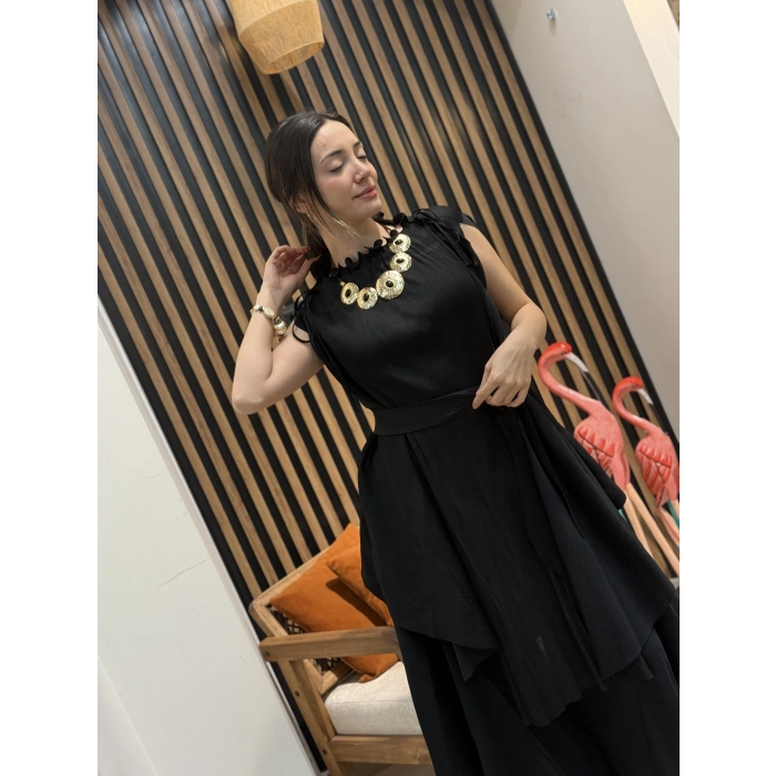 Siyah İthal Şalvarlı İkili Takım