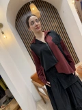 Asimetrik Fermuarlı Tasarım Gömlek (Siyah-Bordo)