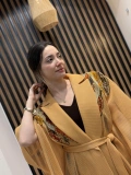 Taş İşlemeli File Abaya (Camel)