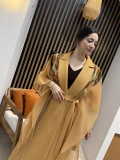 Taş İşlemeli File Abaya (Camel)