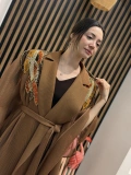 Taş İşlemeli File Abaya (Camel)