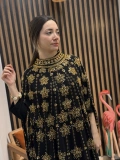 Gold İşlemeli Şifon Abaya