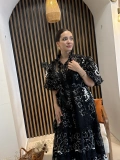 Mirella Nakış ve Güpür Detaylı Kemerli Elbise