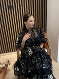 Mirella Nakış ve Güpür Detaylı Kemerli Elbise
