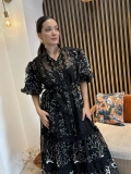 Mirella Nakış ve Güpür Detaylı Kemerli Elbise