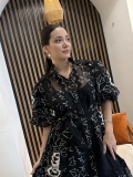 Mirella Nakış ve Güpür Detaylı Kemerli Elbise