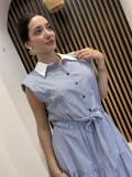 Lavin Taş İşlemeli Çizgili Elbise