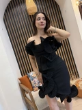 Valeria 3D Volan Detaylı Midi Elbise