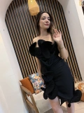 Valeria 3D Volan Detaylı Midi Elbise