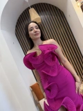 Valeria 3D Volan Detaylı Midi Elbise