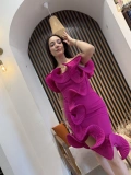Valeria 3D Volan Detaylı Midi Elbise