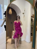 Valeria 3D Volan Detaylı Midi Elbise