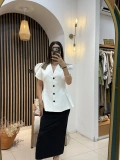 Bianca Kontrast Düğmeli Etekli Takım