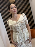 Mirella Floral Dantel Taş Düğmeli Uzun Elbise