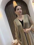 Işıltılı File Örgü Uzun Kimono