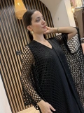 Işıltılı File Örgü Uzun Kimono