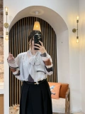 Livia Fular Yaka Desenli Şifon Gömlek
