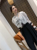 Livia Fular Yaka Desenli Şifon Gömlek