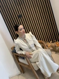 Alessia Ekru Taş İşlemeli Uzun Abiye Elbise