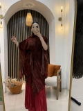 İthal Hera Desenli Şifon İkili Takım (Etek Pantolonlu)