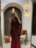 İthal Hera Desenli Şifon İkili Takım (Etek Pantolonlu)