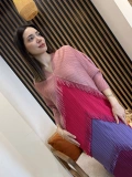 Aura Pliseli V Yaka Şal Form Elbise