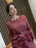Mirella Fuşya Fırfır Detaylı Kemerli İkili Takım