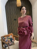 Mirella Fuşya Fırfır Detaylı Kemerli İkili Takım
