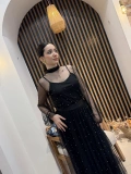 Lavin Siyah Taş Detaylı Tül Abiye Takım