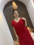 Mirella Volan Detaylı Piliseli Uzun Elbise