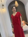 Mirella Volan Detaylı Piliseli Uzun Elbise