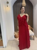 Mirella Volan Detaylı Piliseli Uzun Elbise