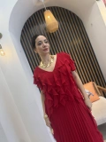 Mirella Volan Detaylı Piliseli Uzun Elbise