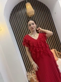 Mirella Volan Detaylı Piliseli Uzun Elbise