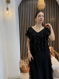 Mirella Volan Detaylı Piliseli Uzun Elbise