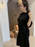 Alessa Asimetrik Pelerin Detaylı Midi Elbise