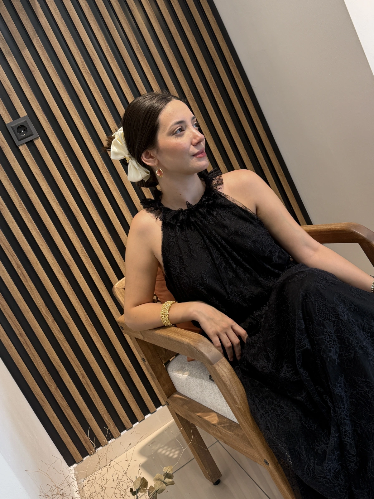 Livia Dantel Detaylı Uzun Elbise