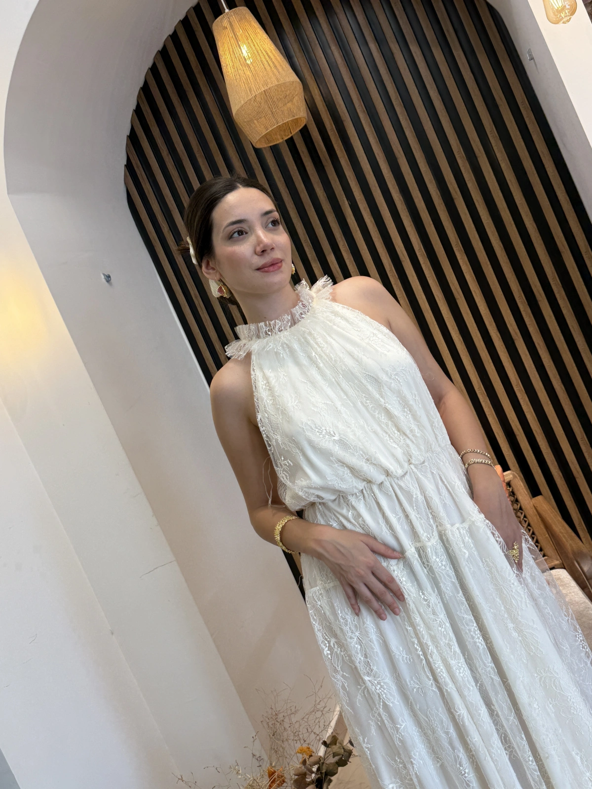 Livia Dantel Detaylı Uzun Elbise