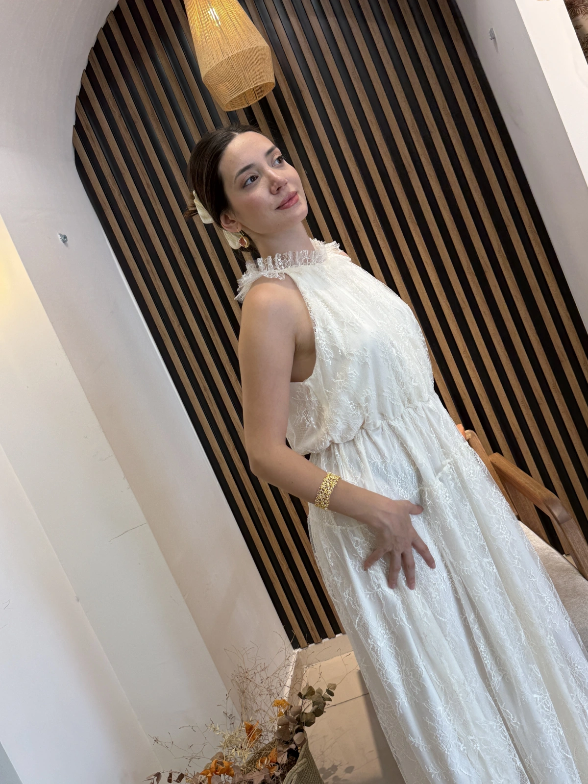 Livia Dantel Detaylı Uzun Elbise